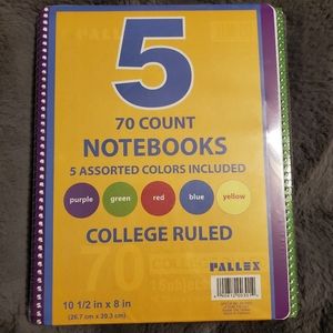 (2) 5 Pks Spiral Bound Notebooks College Ruled